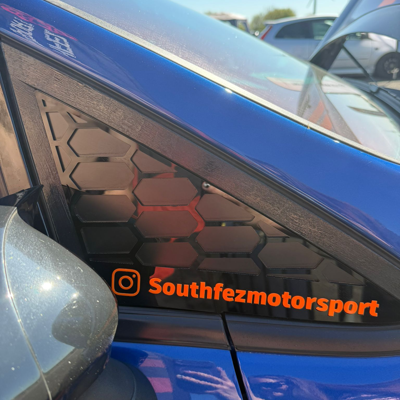Mk7/7.5 Fiesta Front Quarter Window Inserts (Pair) - Custom Text / Social Media Tag