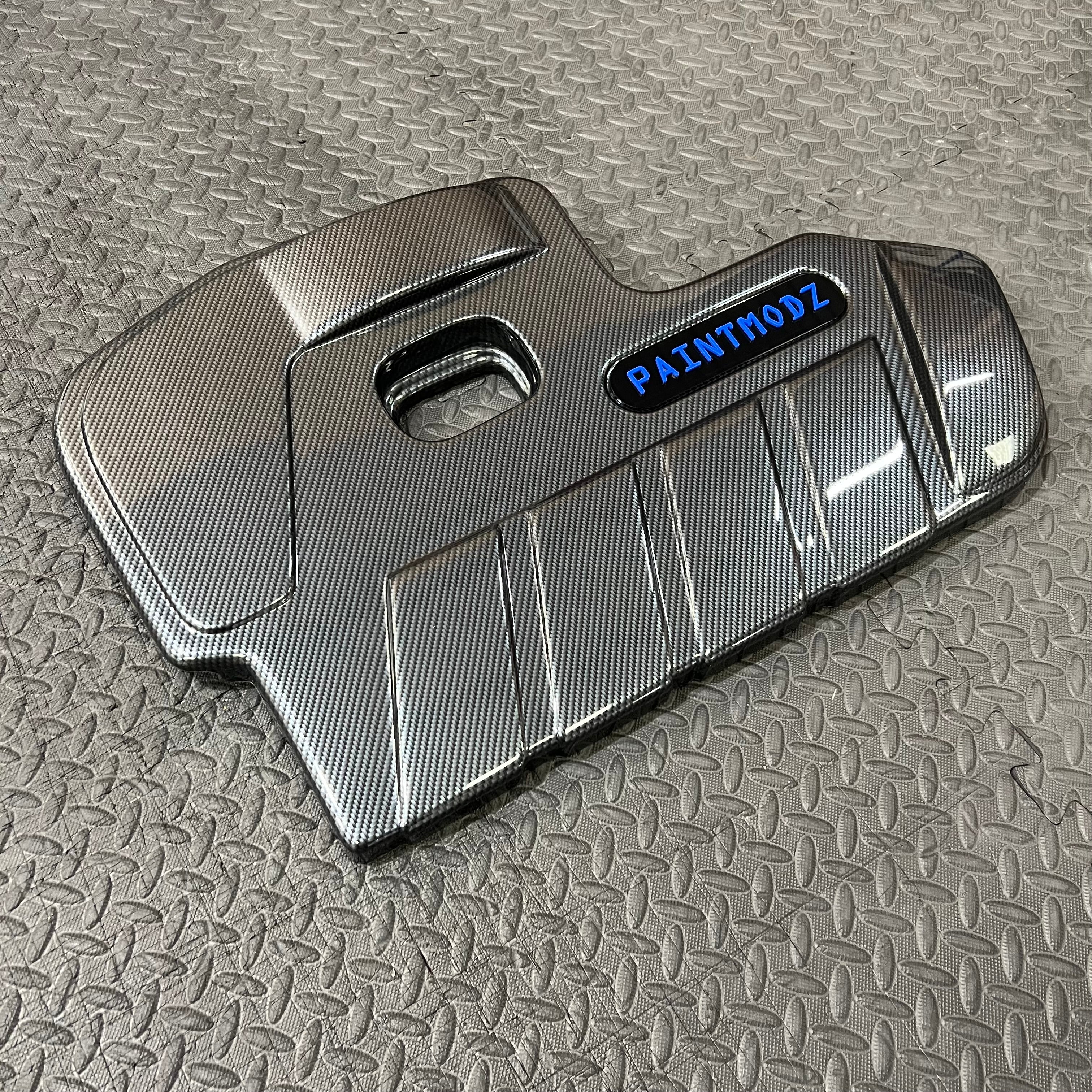 Proform Engine Cover - MK4/4.5 Focus ST Petrol - Deluxe Carbon Fibre Effect Plastic - Medium Blue/Gloss Black Badge