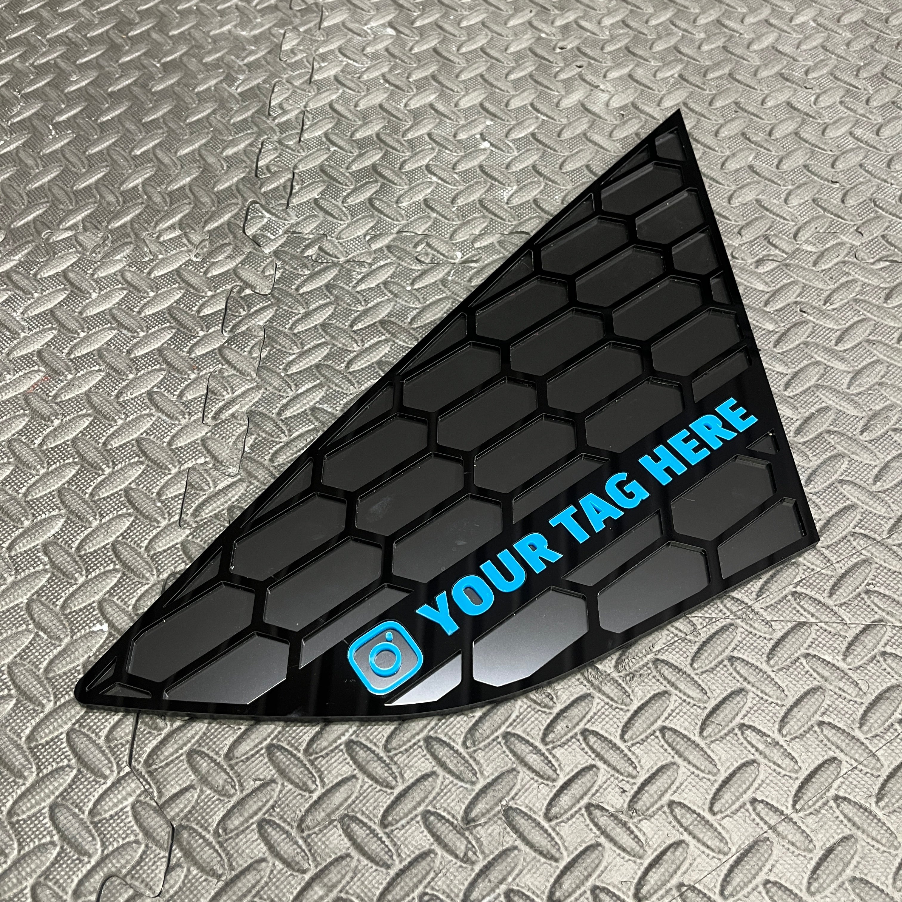 Mk3/3.5 Focus Rear Quarter Window Inserts (Pair) - Custom Text / Social Media Tag