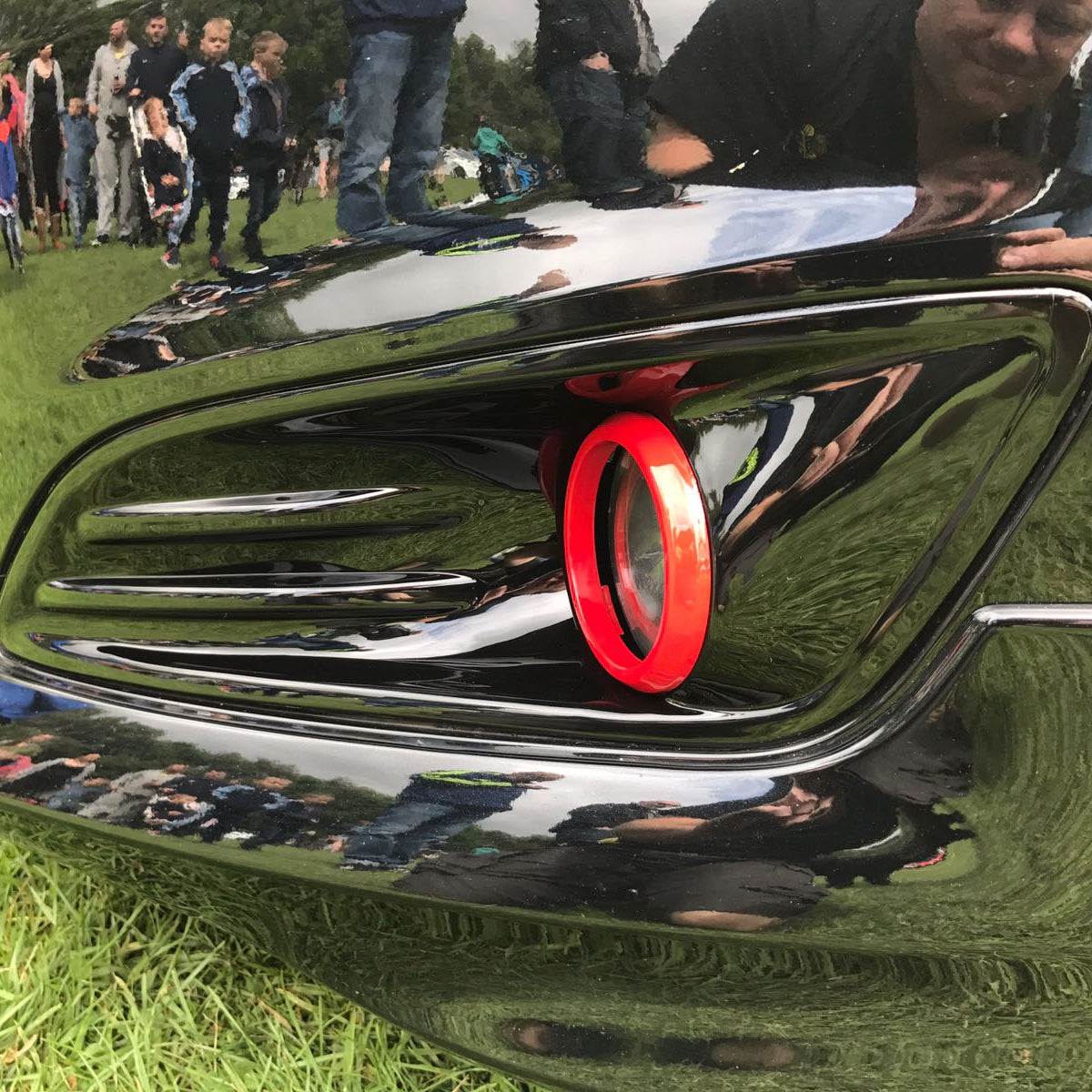 Mk7.5 Fiesta ST Line Fog Light Surrounds - Painted Gloss Black With Race Red Ring Detail