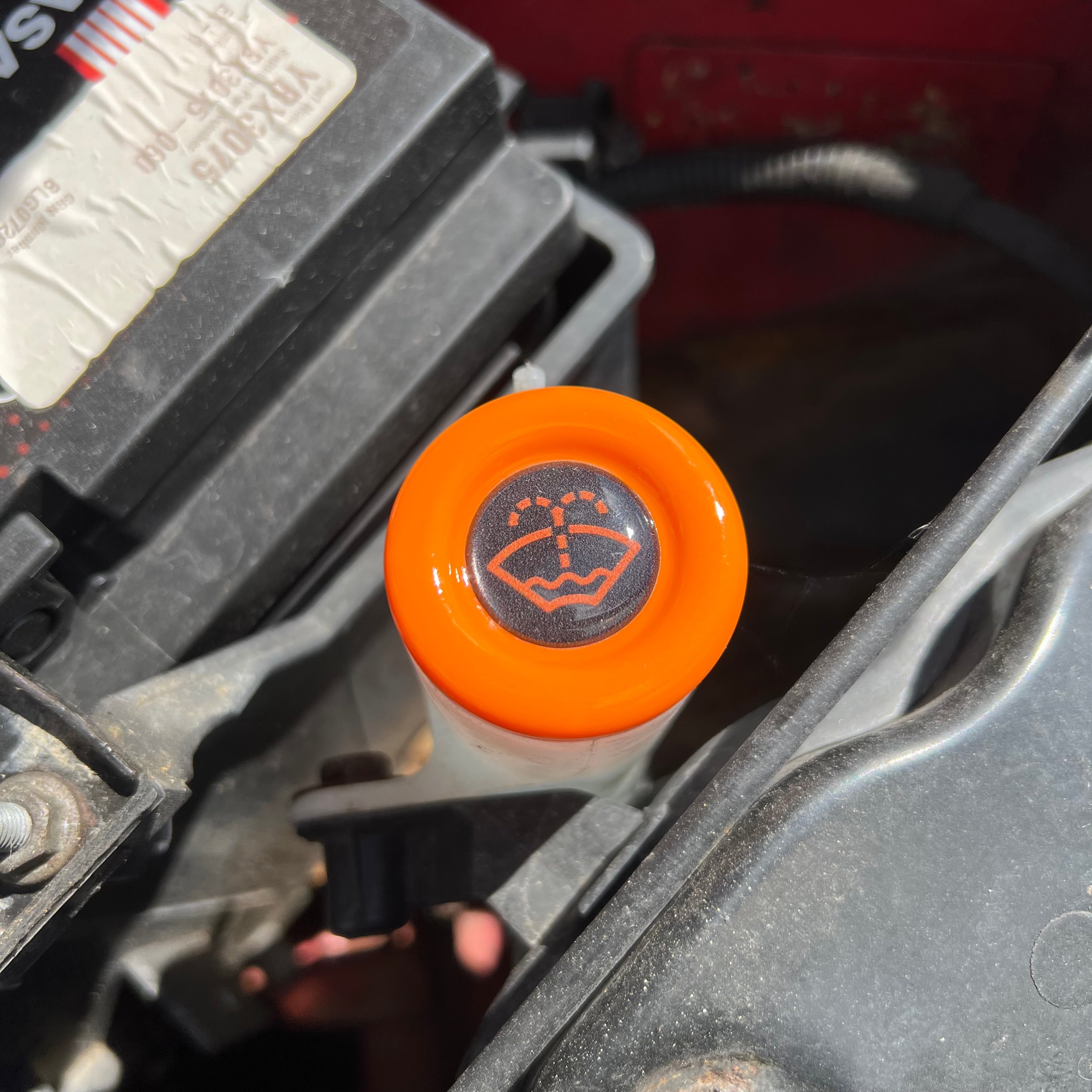 Proform Washer Bottle Bung Mk6 Fiesta - Gloss Orange Plastic With Orange Screen Wash Logo Gel Badge