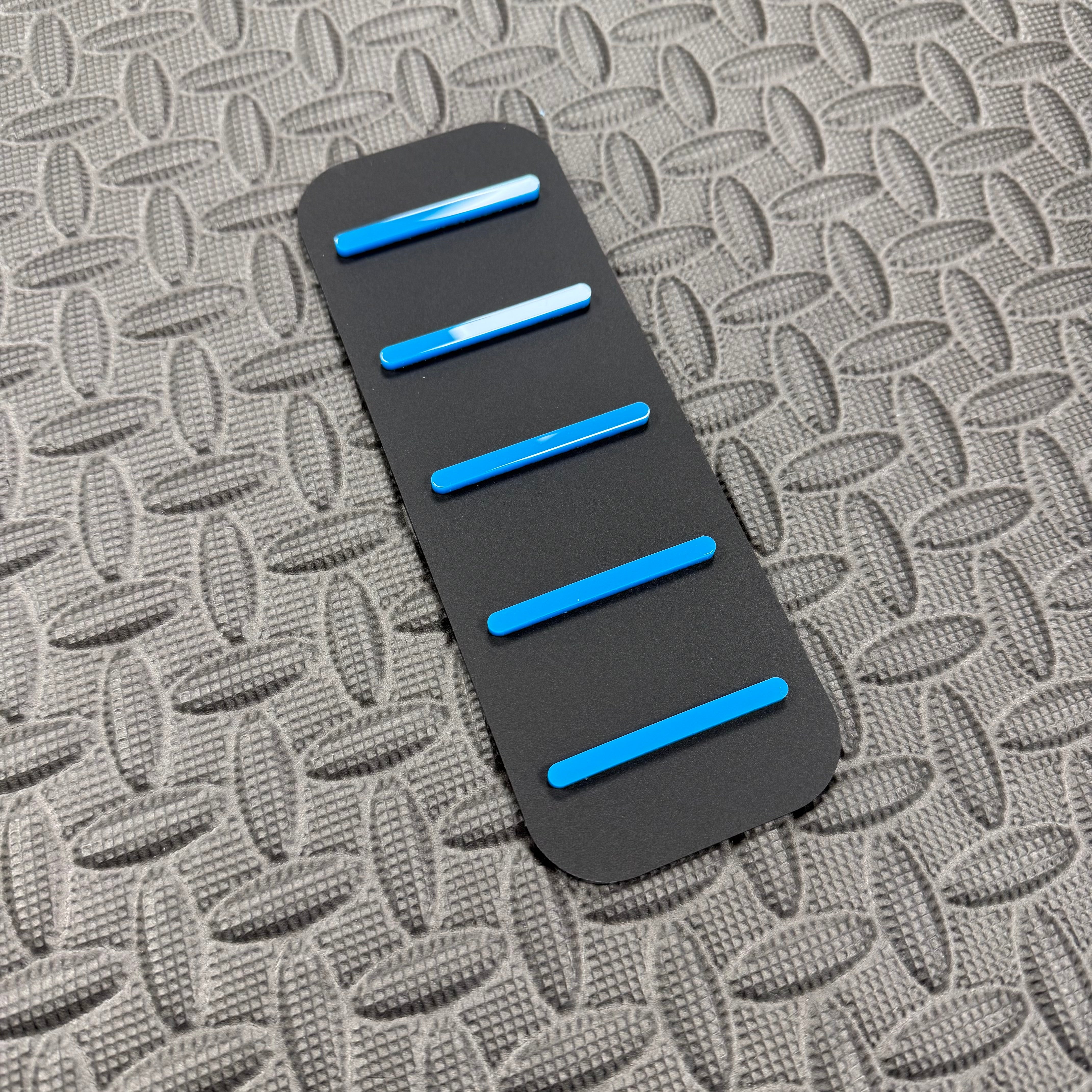 Mk7.5/Mk8/8.5 Fiesta & Mk2/2.5 Focus Dead Pedal / Foot Rest Plate - Light Blue Detail, Satin Black Back Plate
