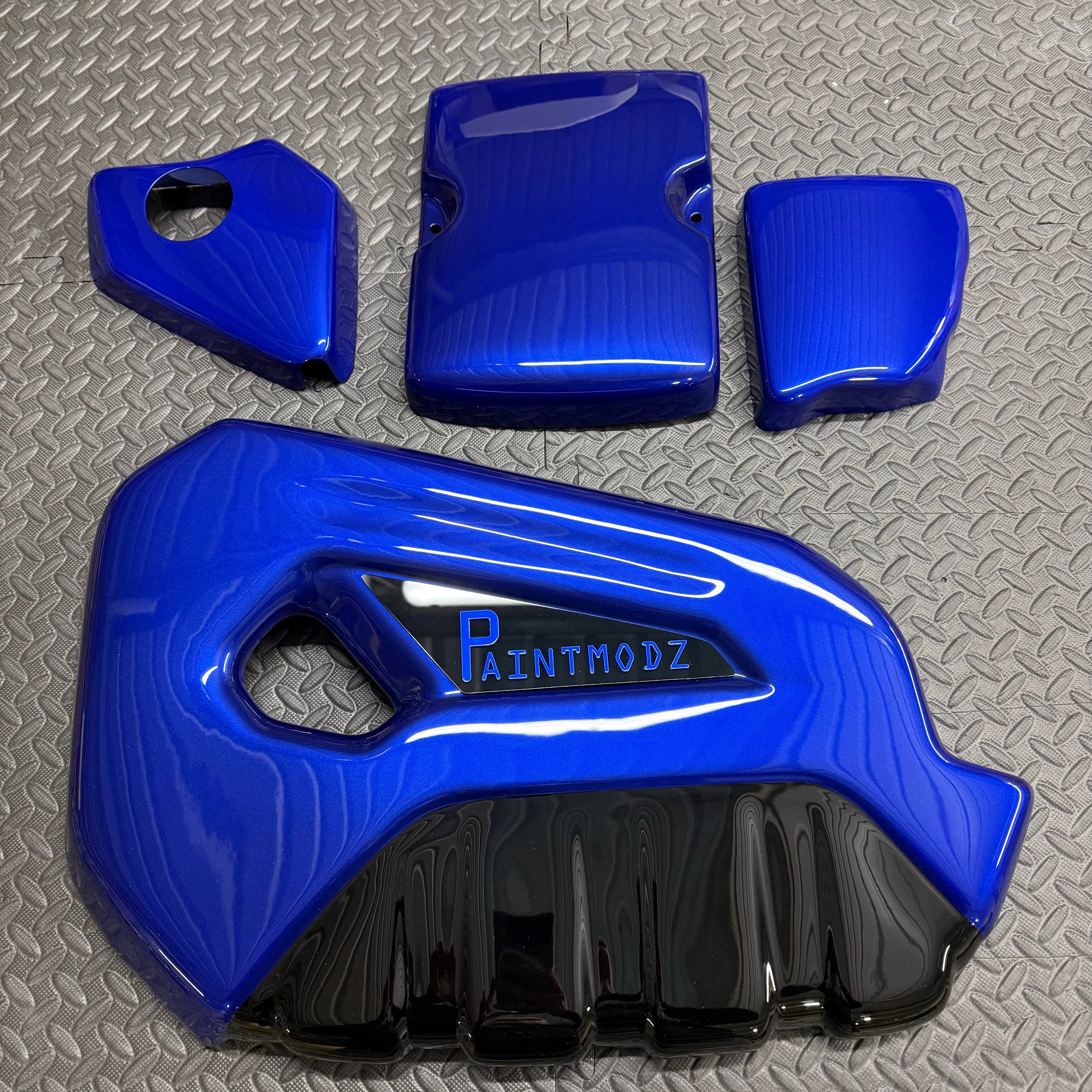 Proform Small Engine Bay Dress Up Kit Bundle - Fiesta Mk7.5 ST180 / ST200 - Painted Spirit Blue with Gloss Black Accents