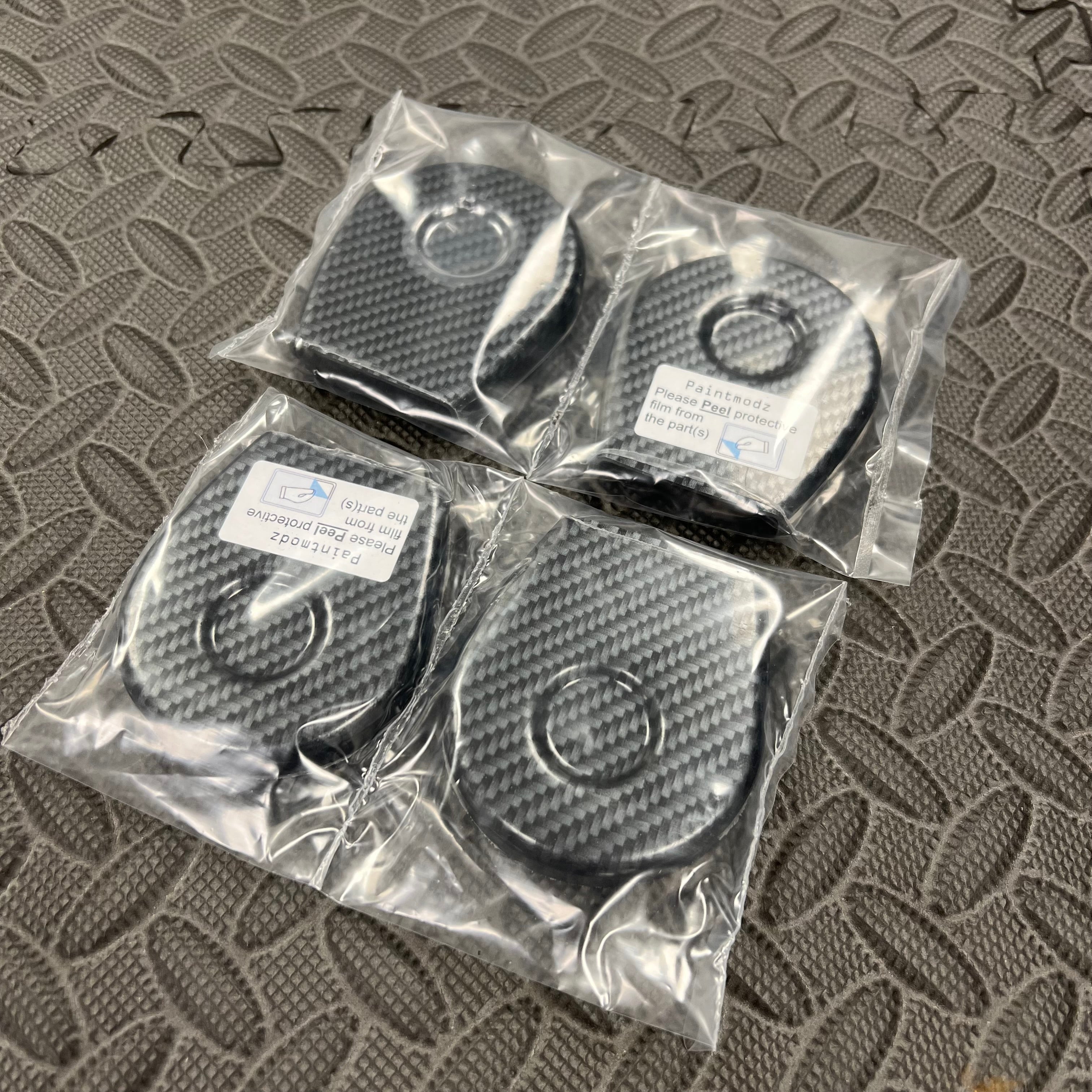 Proform Seat Rail End Covers With Gel Badge Recess - Mk7/7.5 Fiesta - Deluxe Carbon Fibre Effect Plastic
