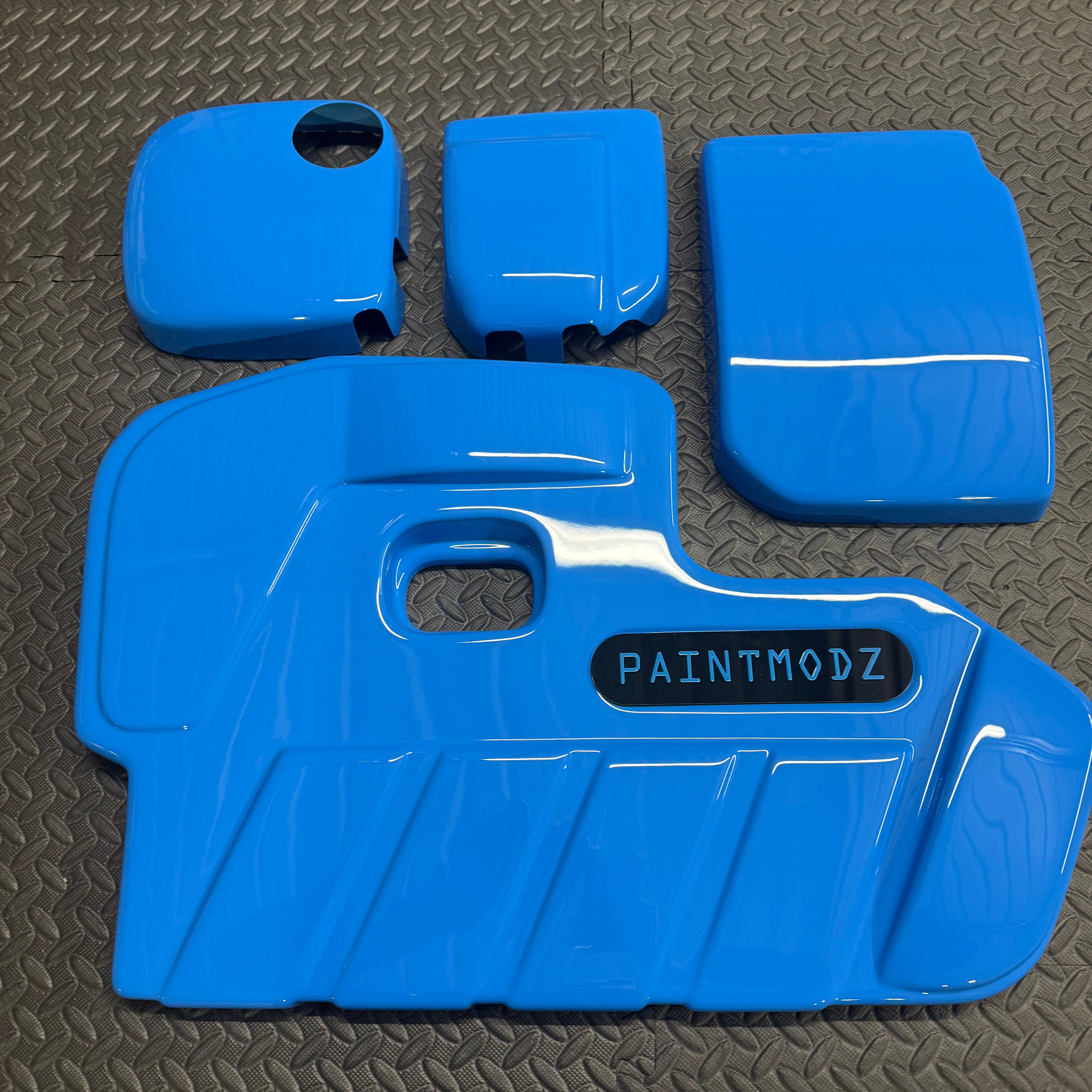 Proform Small Engine Bay Dress Up Kit Bundle - Mk4/4.5 Focus ST Petrol - Painted Azure Blue With Light Blue/Gloss Black Badge Plate