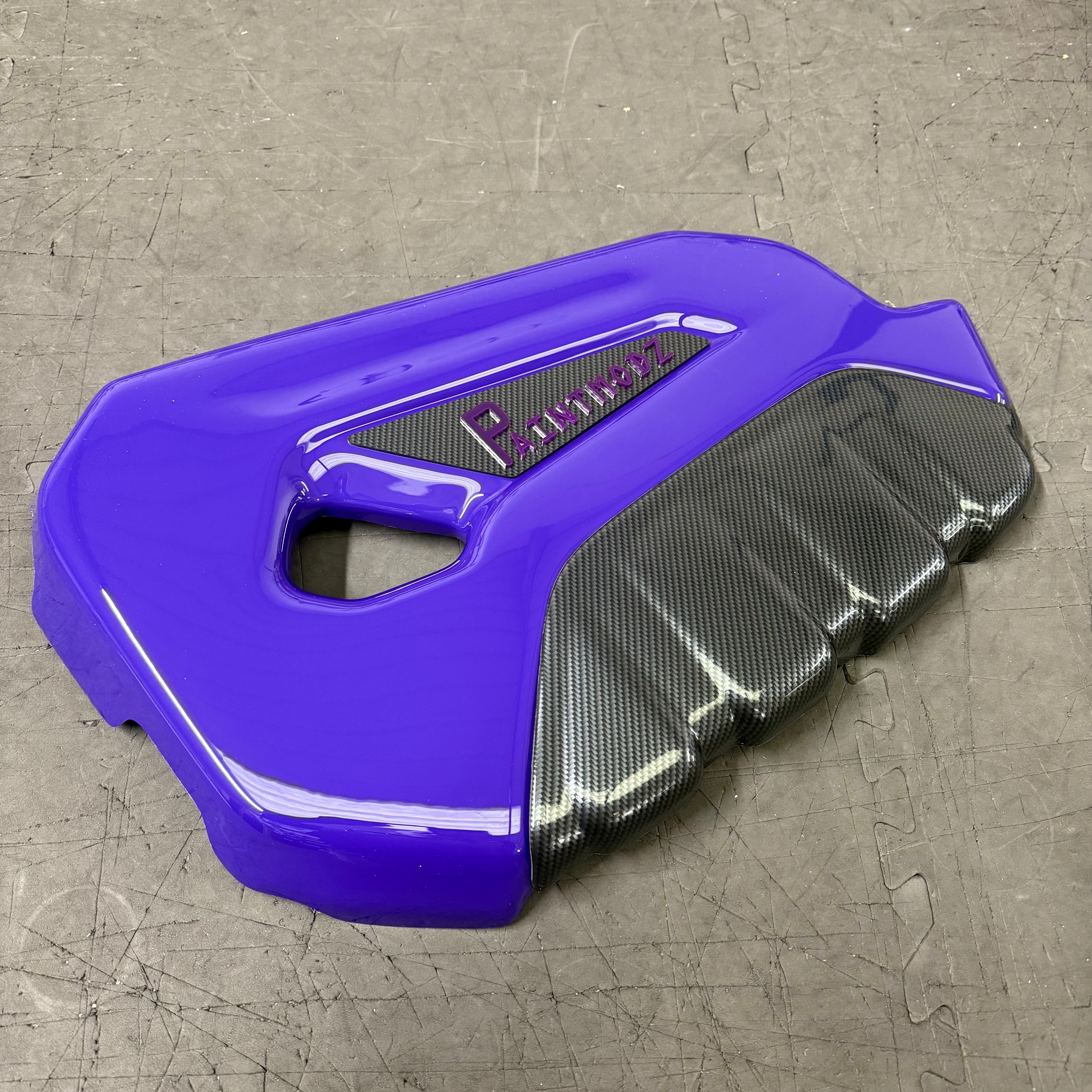 Proform Engine Cover - Mk7.5 Fiesta ST180 ST200 - Gloss Purple with Deluxe Carbon Fibre Front - Dark Purple/Deluxe Carbon Fibre Badge